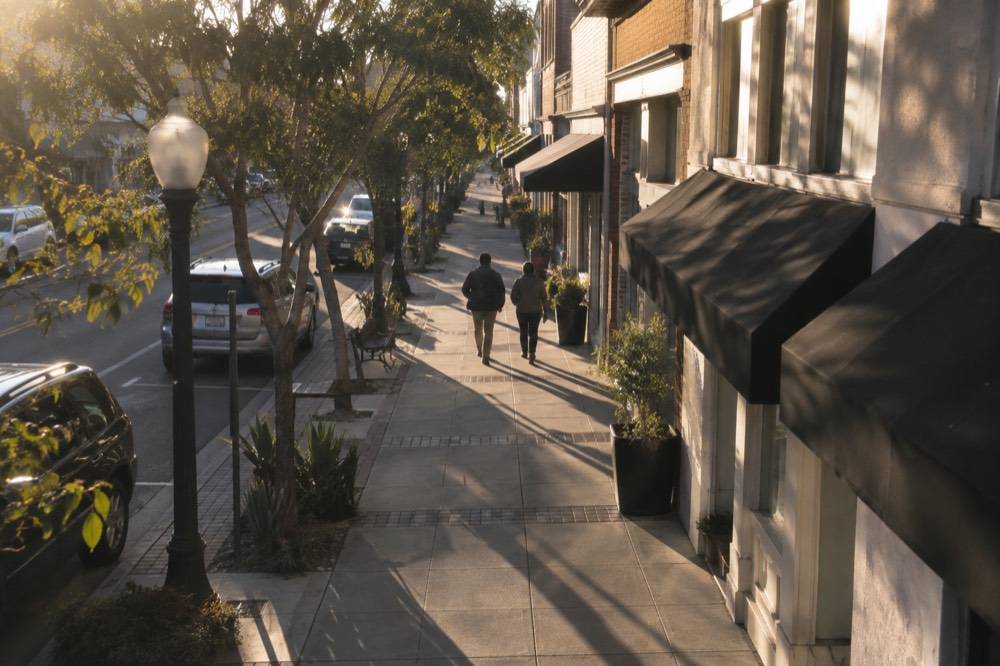 Historic Third Avenue storefronts in downtown Chula Vista on a clear morning