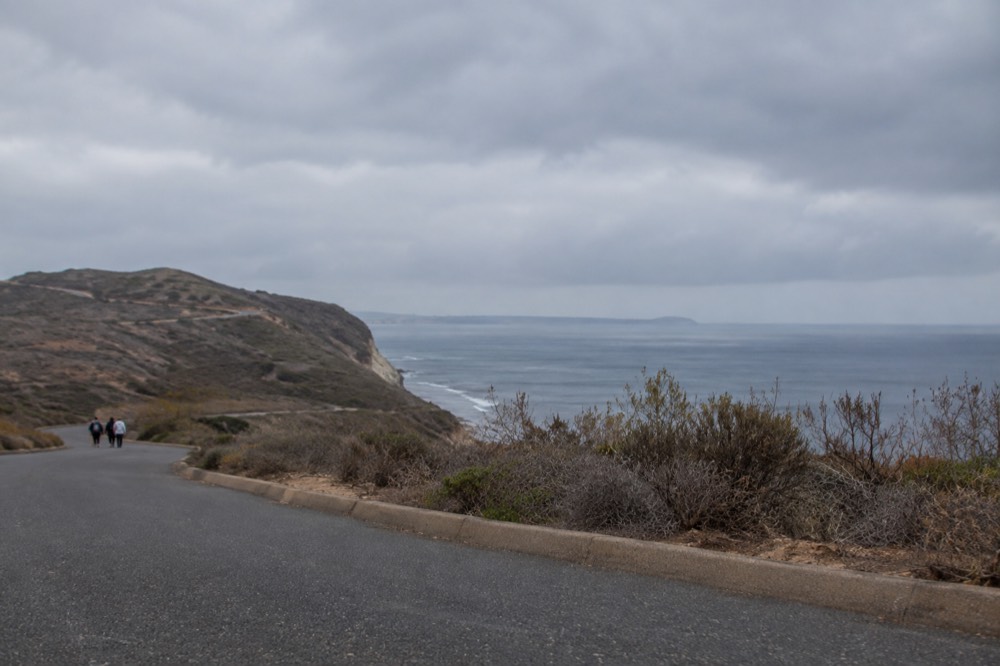 Cabrillo Memorial Drive winding toward the monument entrance on Point Loma