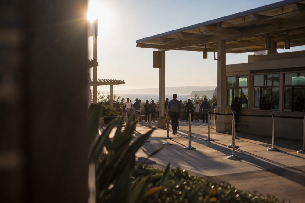 Ticket booth and entrance plaza of a San Diego visitor attraction