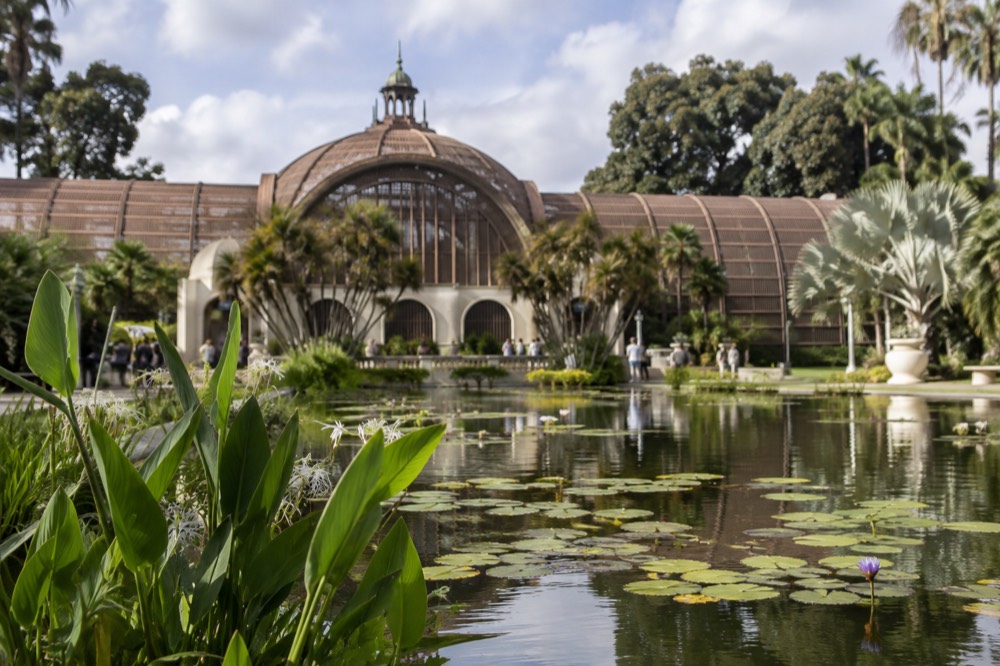 Botanical Building at Balboa Park with lily pond in the foreground