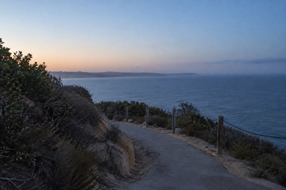 Empty coastal overlook trail at Cabrillo National Monument on a clear morning